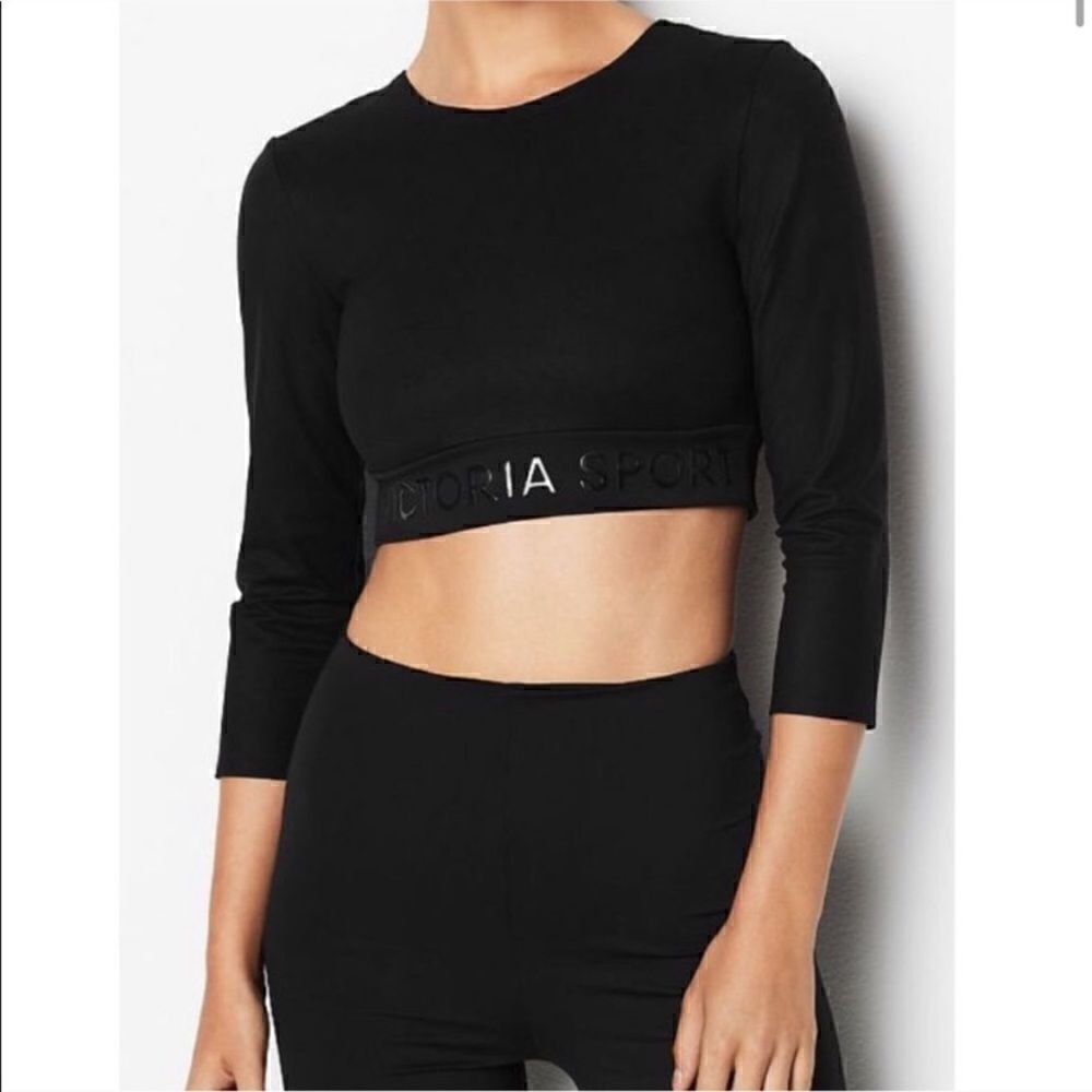 ‎Victoria's Secret Sport Black Long Crop Top size xs